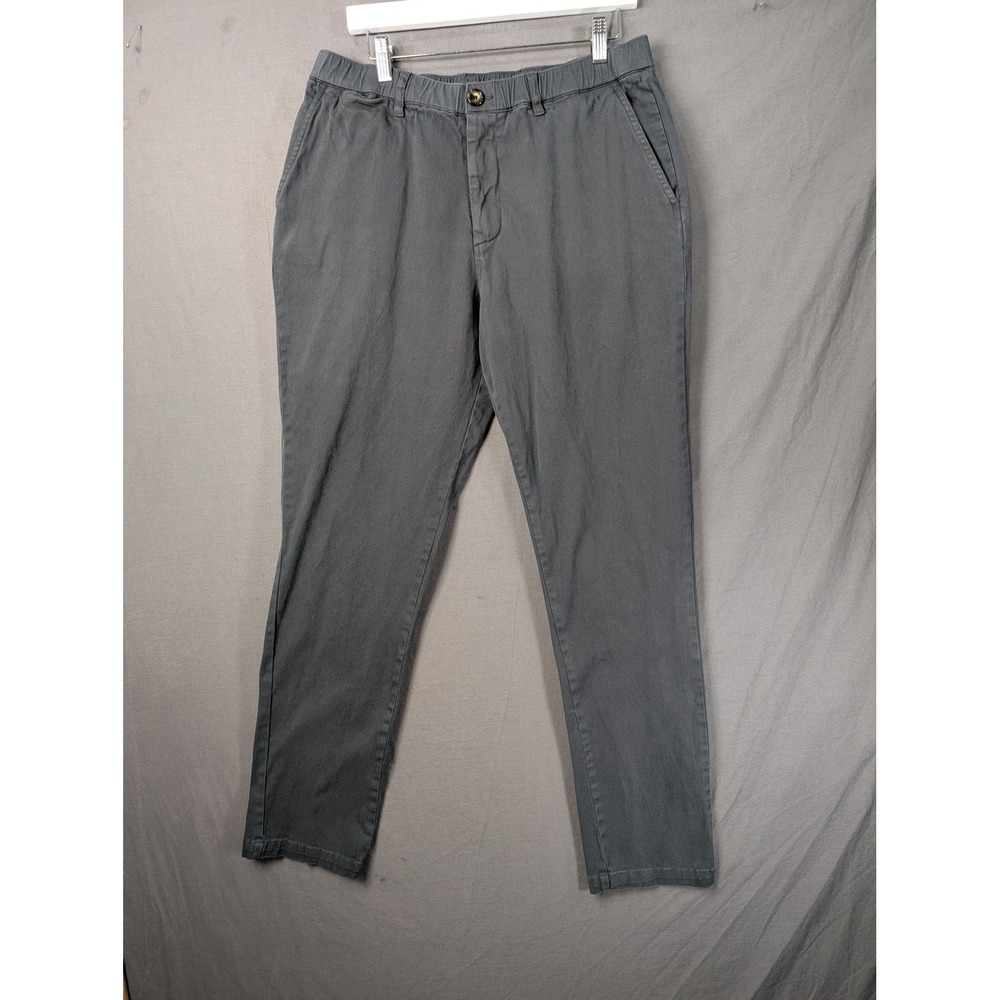 Cove Mens Chino Pants Gray Stretch Elastic Waist Cotton Blend 34W 32L 6064